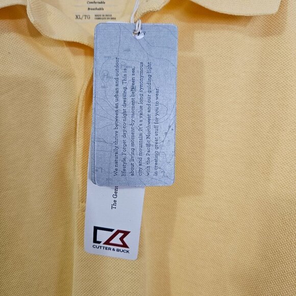 Cutter & Buck Men's Polo Yellow Golf Shirt DryTec Size XL/TG - Picture 6 of 8
